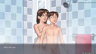Busty Indian Stepmom Handjob in Shower - Creampie Sex with Step Son