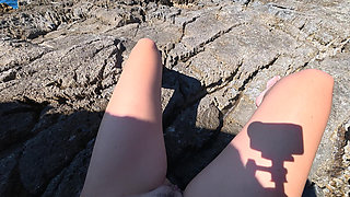 Beach Risky Fingering with Peeker