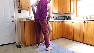 Stepdaughter Squirts Hard in Kitchen While Cleaning - Amateur Homemade Fingering Orgasm