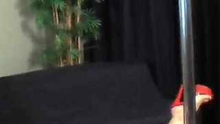 Stepsister in law learns to use the dance pole