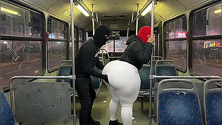 Big Ass Latina in Tight White Pants on the Bus Ends in White Thong