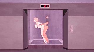Chinese mom having times in lift