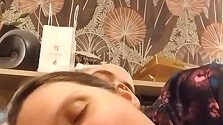 She Sucks and Smears Her Young Lover's Sperm in a Selfie