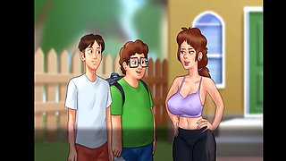 American and Canadian stepmom's wild time with a German dirty mom in summertime saga