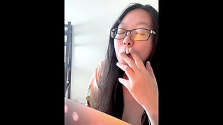 Smoking Asian MILF Stacking My Cigarette Tower + Impromptu Striptease