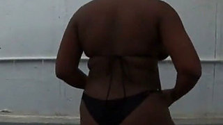 Big Ass Cock Sucking Goddess in Thong Went Over to the Neighbor Small Tub Pool Telling Him to Get His Dick Wet - Mastermeat1