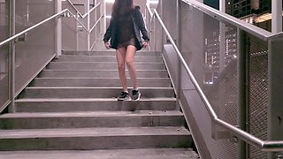 Deep throating milf slut in stockings jerks cock in hd