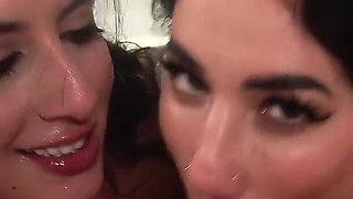 Double Blowjob & Titty Fucking 2 Busty Arabic MILFs