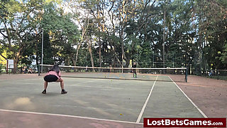 Rafaela and Igor Are Taking Their Strip Tennis Match Outside