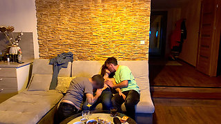 Cuckold, Wife Fucks Guy with a Small Dick, Cum in Mouth 2 Times