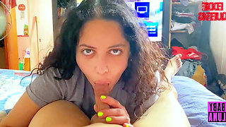 Argentinian Slut Babyluna939 Sucks My Dick, Jerks off My Tits Until I Run Out of Milk and Takes It All Part 1