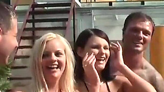 Group of guys attends pool party with hot girls and gets naked
