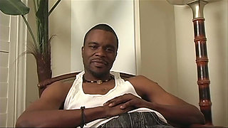Hot ebony babe fucking on the couch hard