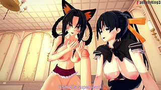 Akeno and Kuroka helps Irina sucking the cock for her - HS DXD NTR Madness Episode 14 - Full Movie on Patreon: Fantasyking3
