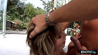 Blonde Takes Cock with Cumshot While Redhead Joins