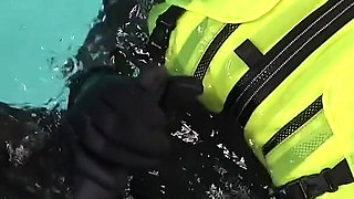 Neoprene Lust: Inflatable Snorkel Vest Pleasure in the Pool