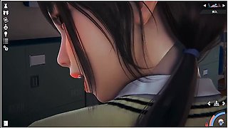 School uniform teasing in a sensual Japanese setting