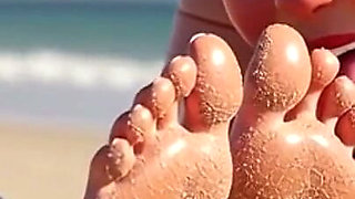 Fat Woman Licking Sandy Feet of Skinny Girl - Beach Humiliation