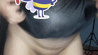 8 Months Pregnant Sana Blowjob in lingerie with pink Bra