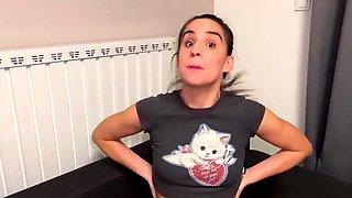 Oiled up milf jerk off a big cock takes load on ass