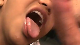 Dark skin teen gets lucky and fucks wildly in bed
