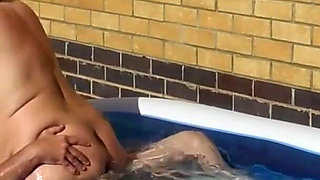 Camilla and Mr C in the pool