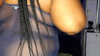 Thick Thighs Ebony MILF Tease and Masturbate in Sexy Lingerie
