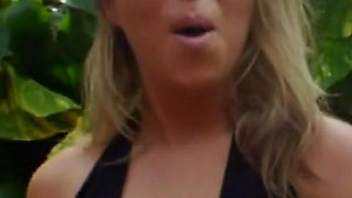Hot Blonde Neighbor Fingers Herself Outdoors Then Dildo Fucks Indoors