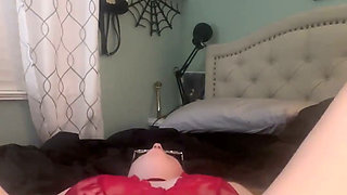 Just a Sexy Girl in Glasses and Lingerie Playing with Herself