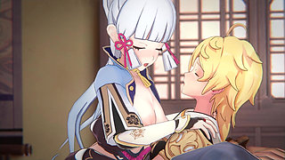 Genshin Impact - Ayaka and Aether Passionate Sex Scene - Sweet Moaning - 3D Hentai Animation
