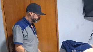 Brazilian Big-Butt Latina Barefoot and Panty-Free Greets Cable TV Technician for Raw Missionary P
