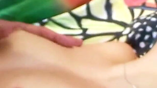 He catches his young skinny girlfriend with a vibrator then he takes care of her personally