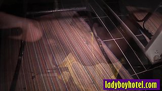 Deep bareback anal sex on sex chair