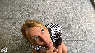 Horny Blonde MILF Slut Gets Fucked Throughout the Parking Garage