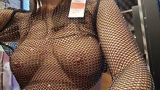 Open Curtain in Fitting Room Flashing of Tits