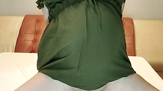 Pregnant Woman Sits on Big Dildo and Masturbates Her Strong Pussy