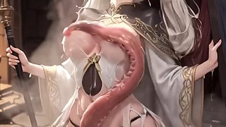 White-haired elf trapped in mimic box