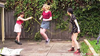 Cute freckled redhead gets her hairy cunt licked and fingered by hot blonde babe