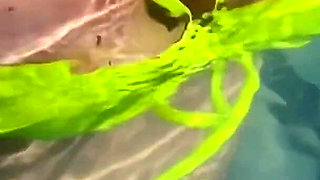 Artemisia Love Swimming in the Pool Flashing Her Big Juicy Boobs and Smoking a Cigarette