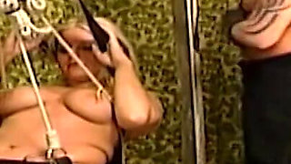 Dominates dildo penetrated in big boobs slave
