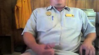 Hunk Security Guard Masturbates at Work and Cums Hard
