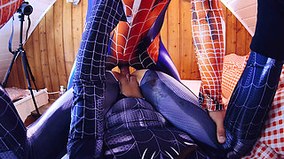 Anal Creampie for Spider Girl - Anal Cleanup, Pegging, 3 Cumshot's and Cum in His Mouth for Spider Man