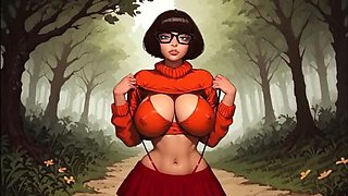 Velma Dinkley Big Boobs Bouncing - Nipples & Cameltoe Pussy Tease - 3D Hentai Game No AI