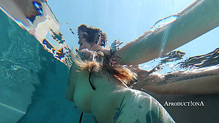 Underwater Sex with 2 Cum Shots with Her Step Grandson