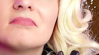 Blonde MILF in Leather Gloves and Fur: Fetish Asmr Free Video - Pretty Braces Face