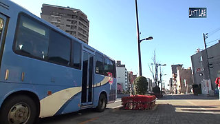 Crowded Bus Rush. Black Stockings Lady Feels Close Press, Curves Draw Eyes as She Guides It Closer - Part 3