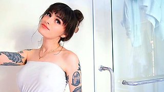Wet T-Shirt Try-On Haul with a Stunning Tattooed Babe