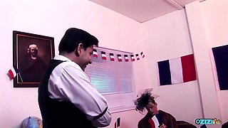 Trio gorgeous French chicks love toying with immense weenies together