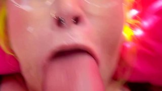 Lapdance and blowjob made by BIG boobs blonde