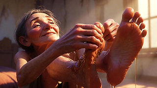 Granny Foot Oil Session - Feeling Intense Pleasure & Craving Tongue